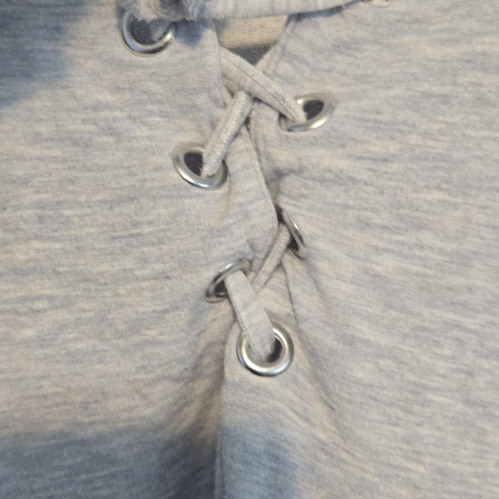 Blue Orchid 2X Gray Hooded Sweatshirt Dress Lace Up Casual Lounge - Picture 6 of 7